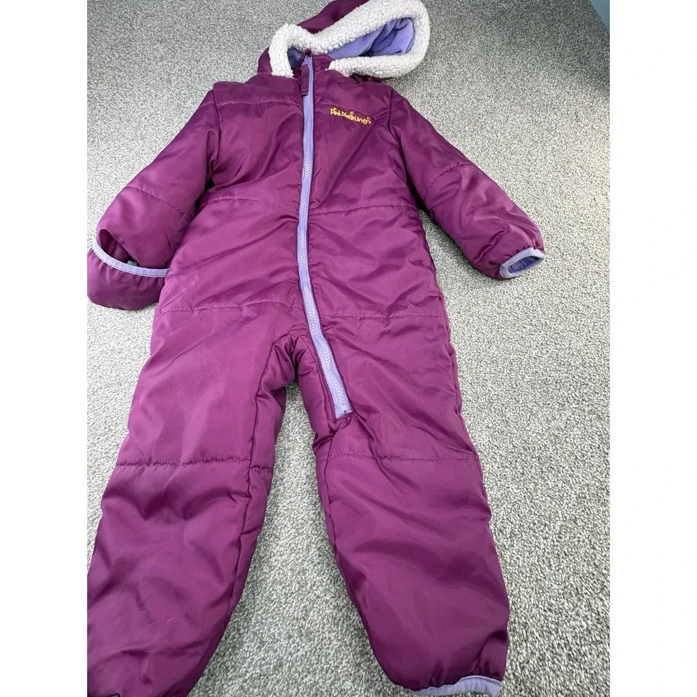 Pink Platinum‎ Toddler Girls 18-24 Months Purple One Piece Snowsuit Hooded Lined